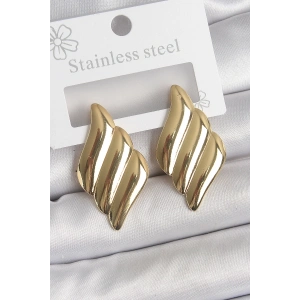 316 Çelik Gold Renk Dalga Model Kadın Küpe
