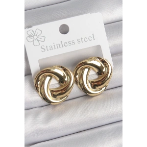 316 Çelik Gold Renk Düğüm Halka Model Kadın Küpe