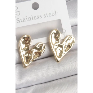 316 Çelik Gold Renk İşlemeli Kalp Model Kadın Küpe