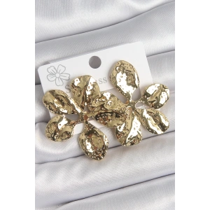 316 Çelik Gold Renk İşlemeli Yaprak Model Kadın Küpe