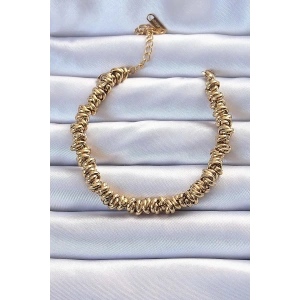 316L Çelik Altın Renk İç İçi Geçmeli Bombeli Bileklik