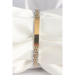 316L Çelik Gold Gümüş Renk Zincir Künye Model Erkek Bileklik