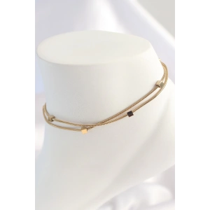 316L Çelik Gold Renk 2li Minimal Kare Model Kadın Halhal
