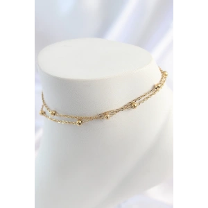 316L Çelik Gold Renk 2Li Topçuk Zincir Model Kadın Halhal