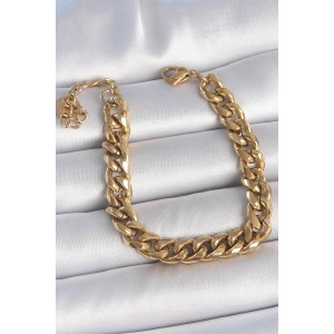 316L Çelik Gold Renk Kalın Zincir Model Kadın Bileklik