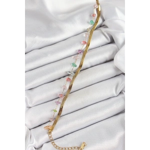 316L Çelik Gold Renk Kristal Karışık Renkli Taşlı Kadın Bileklik