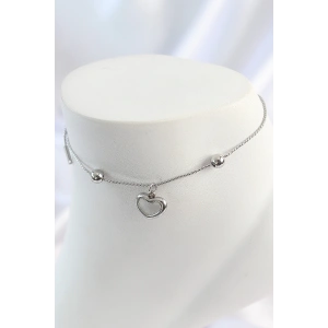 316L Çelik Gold Renk Sallantı Mineli Kalp Figür Topçuk Detay Kadın Halhal