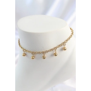 316L Çelik Gold Renk Sallantı Topçuk Zincir Model Kadın Halhal