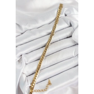 316L Çelik Gold Renk Yassı Zincir Kadın Bileklik