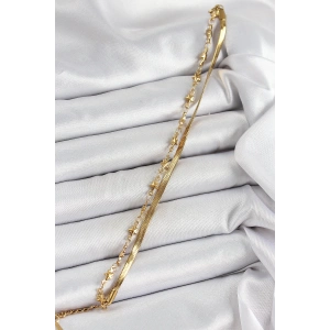 316L Çelik Gold Renk Yıldız Zincir ve İtalyan Zincirli 2li Kadın Bileklik