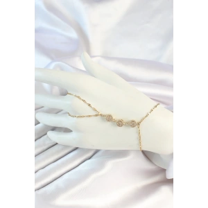 316L Çelik Gold Renk Zincirli Baget Zirkon Taşlı Şahmeran