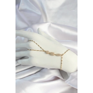 316L Çelik Gold Renk Zirkon Taşlı Baget Şahmeran