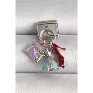 316L Çelik Gümüş Renk Çanta Elbise Model Nomination Charm