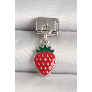 316L Çelik Gümüş Renk Çilek Model Nomination Charm