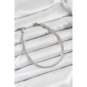 316L Çelik Gümüş Renk Ezme Zincir Erkek Bileklik