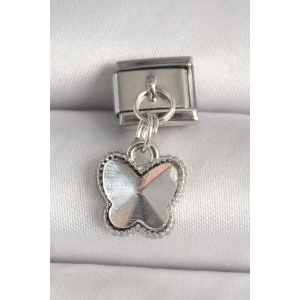 316L Çelik Gümüş Renk Kelebek Model Nomination Charm