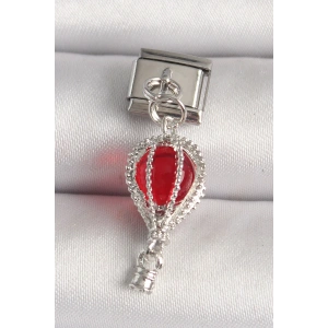 316L Çelik Gümüş Renk Kırmızı Balon Model Nomination Charm