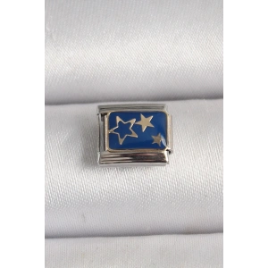 316L Çelik Gümüş Renk Mavi Gold Yıldız İşlemeli Nomination Charm