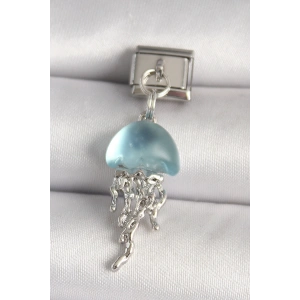 316L Çelik Gümüş Renk Mavi Mineli Deniz Anası Model Nomination Charm