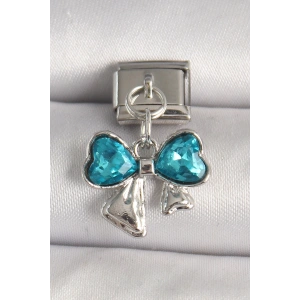 316L Çelik Gümüş Renk Mavi Zirkon Taşlı Fiyonk Model Nomination Charm