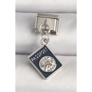 316L Çelik Gümüş Renk Passport Model Nomination Charm