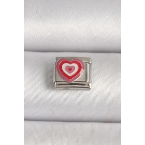 316L Çelik Gümüş Renk Pembe Kalp İşlemeli Nomination Charm