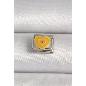 316L Çelik Gümüş Renk Sarı Kalp İşlmeli Nomination Charm
