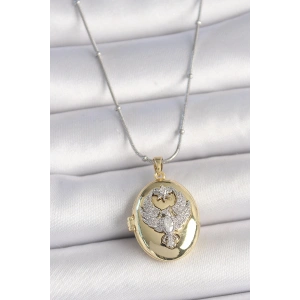 316L Çelik Gümüş Renk Topçuk Detay Zincir Açılır Zirkon Taşlı Anka Kuşu Model Kadın Kolye