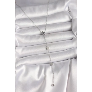 316L Çelik Gümüş Renk Yıldızlı Model Topçuk Detay Kadın Y Kolye