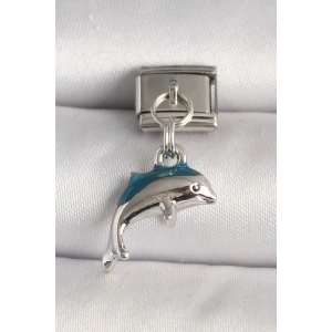 316L Çelik Gümüş Renk Yunus Balığı Model Nomination Charm