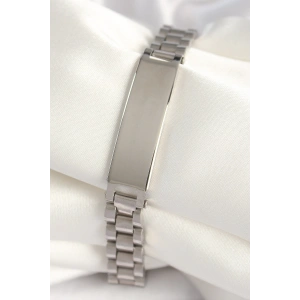 316L Çelik Gümüş Renk Zincir Künye Model Erkek Bileklik