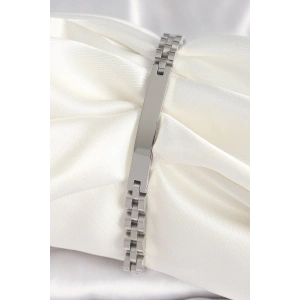 316L Çelik Gümüş Renk Zincir Künye Model Erkek Bileklik