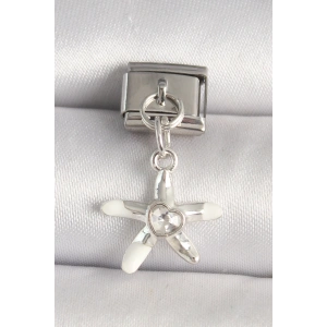 316L Çelik Gümüş Renk Zirkon Taşlı Deniz Yıldız Model Kalp Detay Nomination Charm