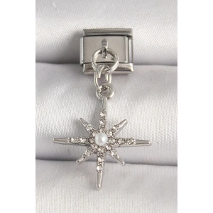 316L Çelik Gümüş Renk Zirkon Taşlı İnci Detay Kuzey Yıldız Model Nomination Charm