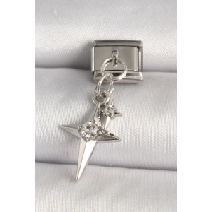 316L Çelik Gümüş Renk Zirkon Taşlı Kutup Yıldız Model Nomination Charm