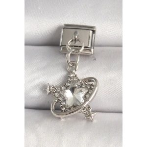 316L Çelik Gümüş Renk Zirkon Taşlı Yıldız Model Nomination Charm