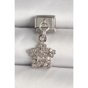 316L Çelik Gümüş Renk Zirkon Taşlı Yıldız Model Nomination Charm