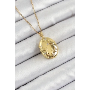 316L Çelik Zincir Açılabilir Sarmaşık Model Zirkon Taşlı Gold Renk Kadın Kolye