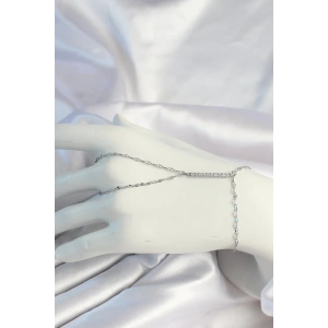 316L Çelik Zincirli Gümüş Renk Zirkon Taşlı Şahmeran