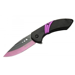 4211 Mor Kamp Çakı 20cm- Yarı Otomatik, Kemerlikli, Oluklu