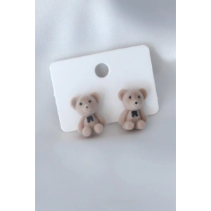 Açık Kahverengi Renk Ayıcık Figür Kadın Küpe