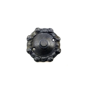 Antika Tarz Dekoratif Pirinç Güllü Kapı Zili - 75mm Oksit