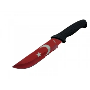 Ayyıldız Mf032 Rd Kırmızı Av Bıçağı 31cm - Testere Detaylı Bıçak, Kılıflı, Plastik Sap