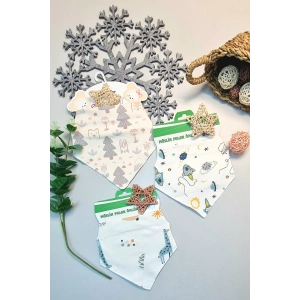 Desenli Erkek Bebek Fular Müslin Kumaş %100 Pamuk 3 Adet