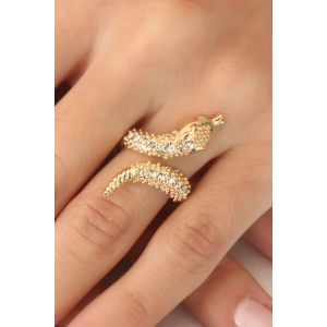 Gold Renk Ayarlanabilir Zirkon Taşlı Kadın Yılan Yüzük