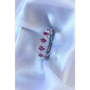 Gümüş Renk Kırmızı Zirkon Taşlı Kadın Yüzük