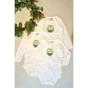 HelloBaby 3 Adet Uzun Kollu Bebek Çıtçıtlı Body Çocuk Zıbın  %100 Pamuk