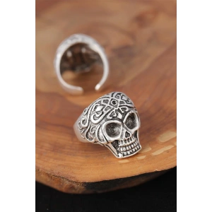Kuru Kafalı Gümüş Renk Erkek Yüzük