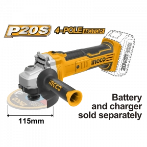 Li-ion Akülü Avuç Taşlama 115 MM 20V 2.0Ah