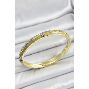 Mineli Gold Pirinç Sarı Renk Motifli Kadın Kelepçe